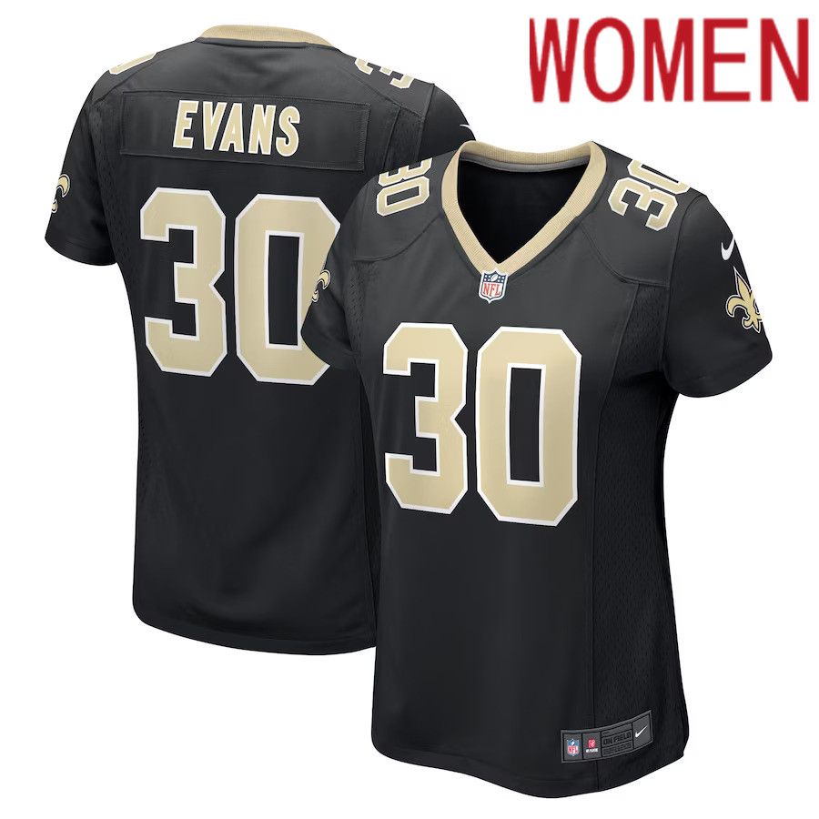 Women New Orleans Saints 30 Justin Evans Nike Black Game Player NFL Jersey